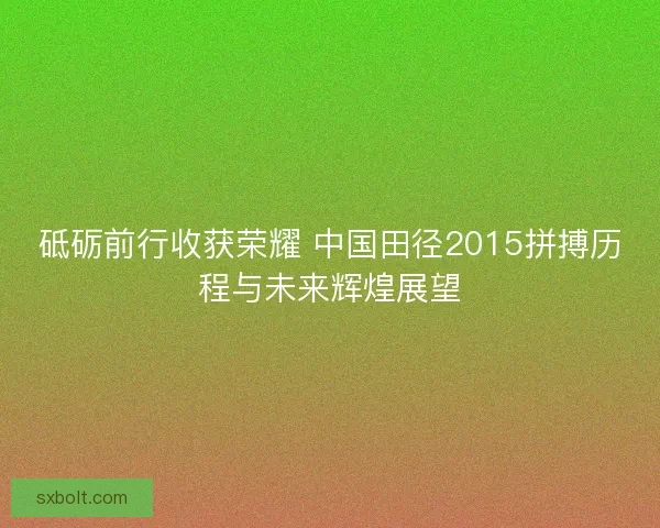 砥砺前行收获荣耀 中国田径2015拼搏历程与未来辉煌展望