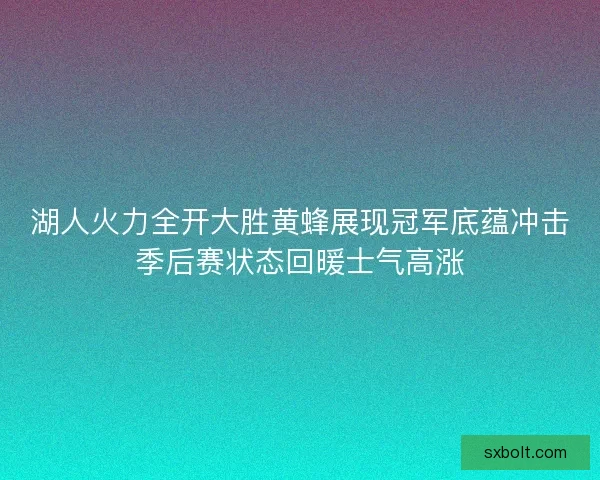 湖人火力全开大胜黄蜂展现冠军底蕴冲击季后赛状态回暖士气高涨