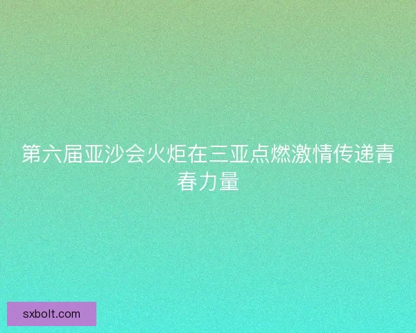第六届亚沙会火炬在三亚点燃激情传递青春力量