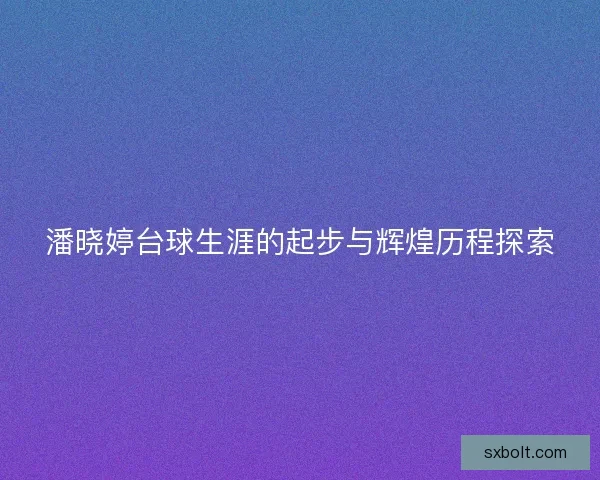 潘晓婷台球生涯的起步与辉煌历程探索 潘晓婷台球生涯的起步与辉煌历程探索