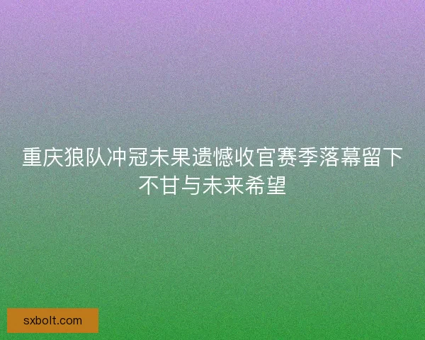 重庆狼队冲冠未果遗憾收官赛季落幕留下不甘与未来希望 重庆狼队冲冠未果遗憾收官赛季落幕留下不甘与未来希望